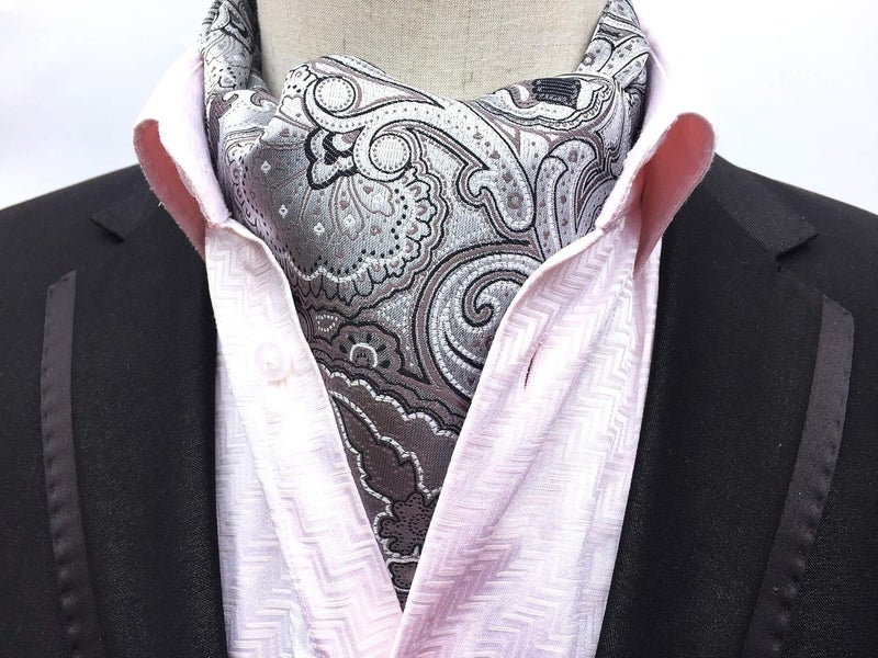 Secdtie Men's Polka Dot Plaid Silk Cravat Ties Jacquard Woven Casual Ascot - Image 2