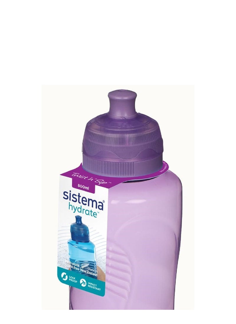 Sistema 800ml Tritan Active Bottle (Purple): Leakproof & Durable - Perfect for On-the-Go - BPA-Free & Reusable  , Made In New Zealand - Image 3