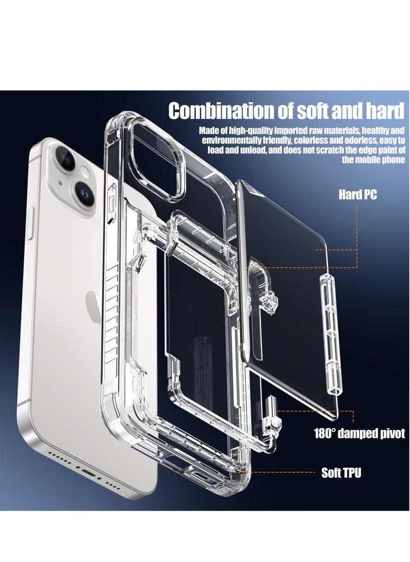 GULFLINK Transparent Wallet Case For iPhone 15 6.1 inch Hard Back with Build-in Card Slot Holder Grey  - Image 3