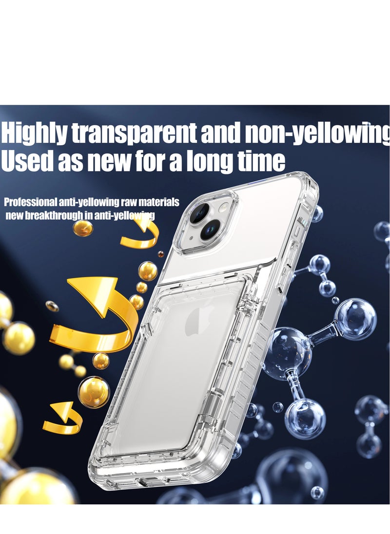 GULFLINK Transparent Wallet Case For iPhone 15 6.1 inch Hard Back with Build-in Card Slot Holder Grey  - Image 5