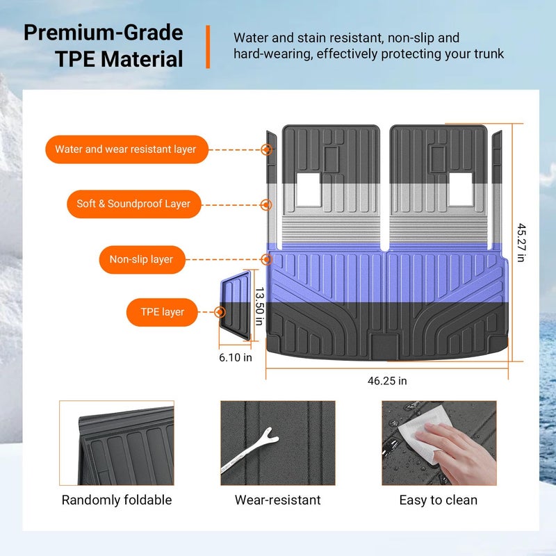powoq Cargo Mat Compatible with 2022-2026 Acura MDX Trunk Mat with Backrest Mat Trunk Liner TPE Rear Cargo Liner Replacement for 2022-2026 Acura MDX Accessories (Cargo Mat) - Image 5