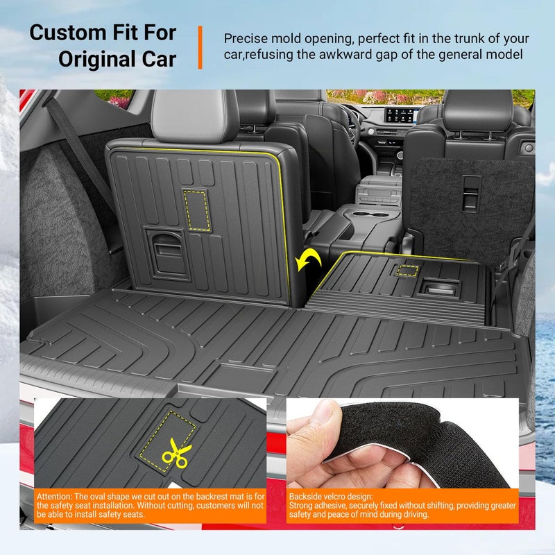 powoq Cargo Mat Compatible with 2022-2026 Acura MDX Trunk Mat with Backrest Mat Trunk Liner TPE Rear Cargo Liner Replacement for 2022-2026 Acura MDX Accessories (Cargo Mat) - Image 2