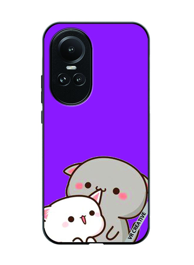 VR CREATIVE Protective Case Cover For Oppo Reno 10 Pro Two Cute Cats Design Multicolour  - Image 1