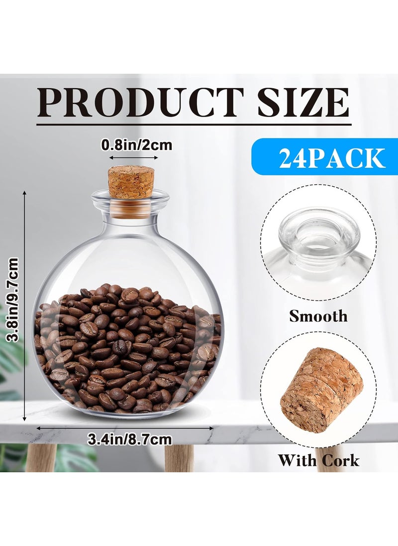 Nuenen Nuenen 24 Pcs Spherical Glass Potion Bottles with Cork Round Potion Bottles Stopper Clear Bottle for Sand Jar Costume Props DIY Crafts Water Oil 85 oz  - Image 2