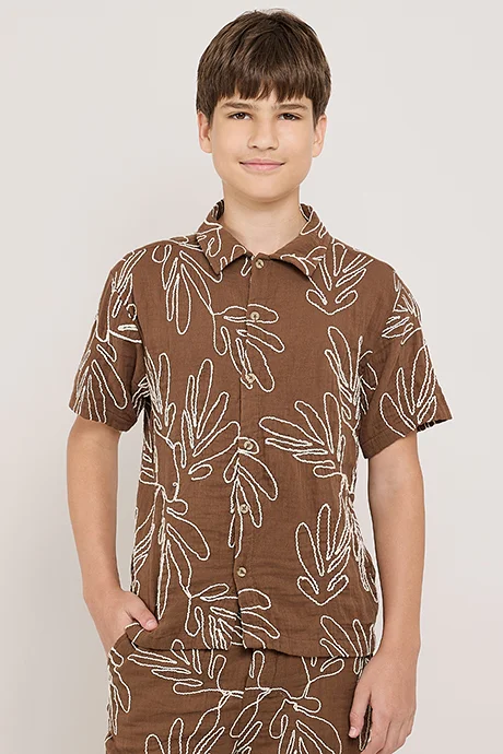 أر أند بي Embroidered Shirt and Shorts Set