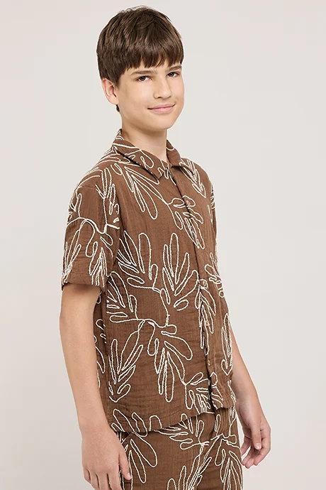 أر أند بي Embroidered Shirt and Shorts Set