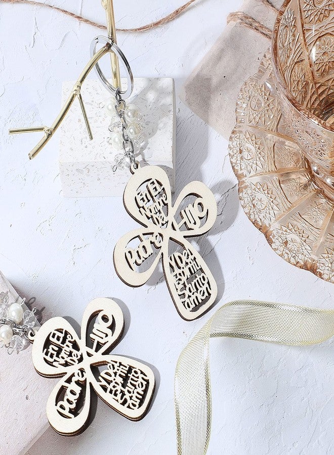 Junkin 20 Pieces Baptism Favor Keychain Cross Wooden Key Ring Christening Design with Bag Gifts for Baptism Favors First Communion - Image 4