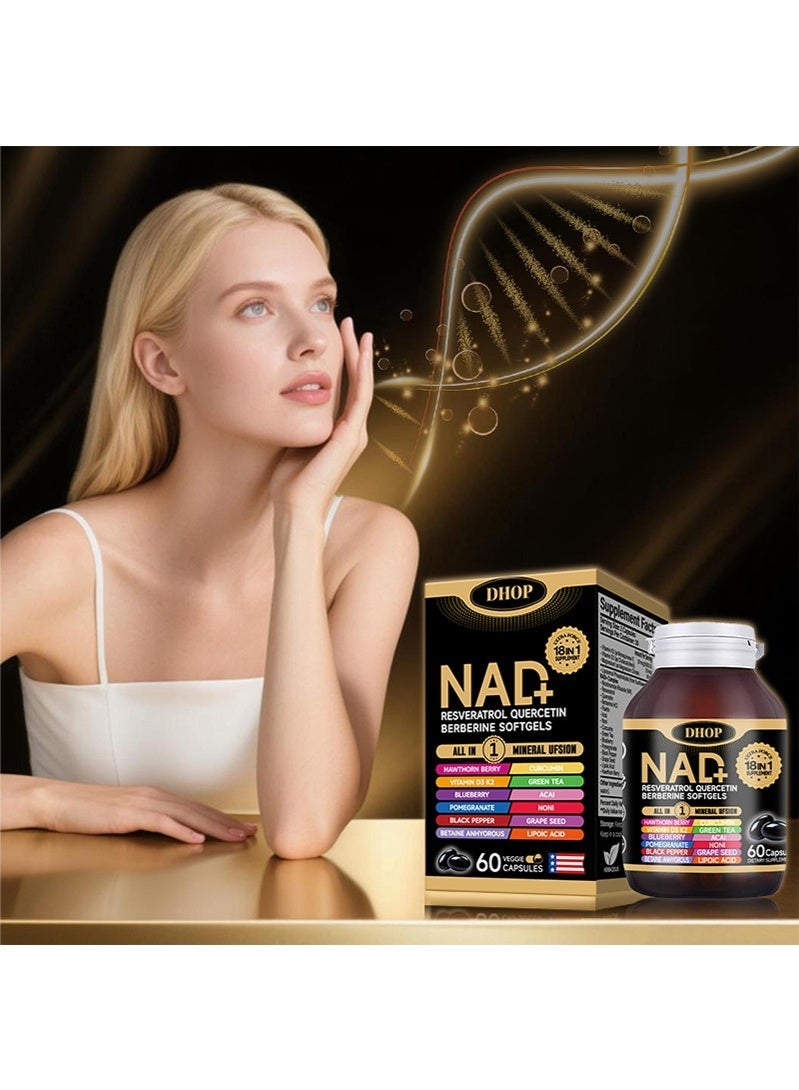 DHOP NAD+ Supplement with Nicotinamide Riboside & Resveratrol for Energy, Vitality, Anti-Aging, Focus & DNA Repair – 60 Vegan Capsules with Liposomal Delivery for Maximum Absorption - Image 4