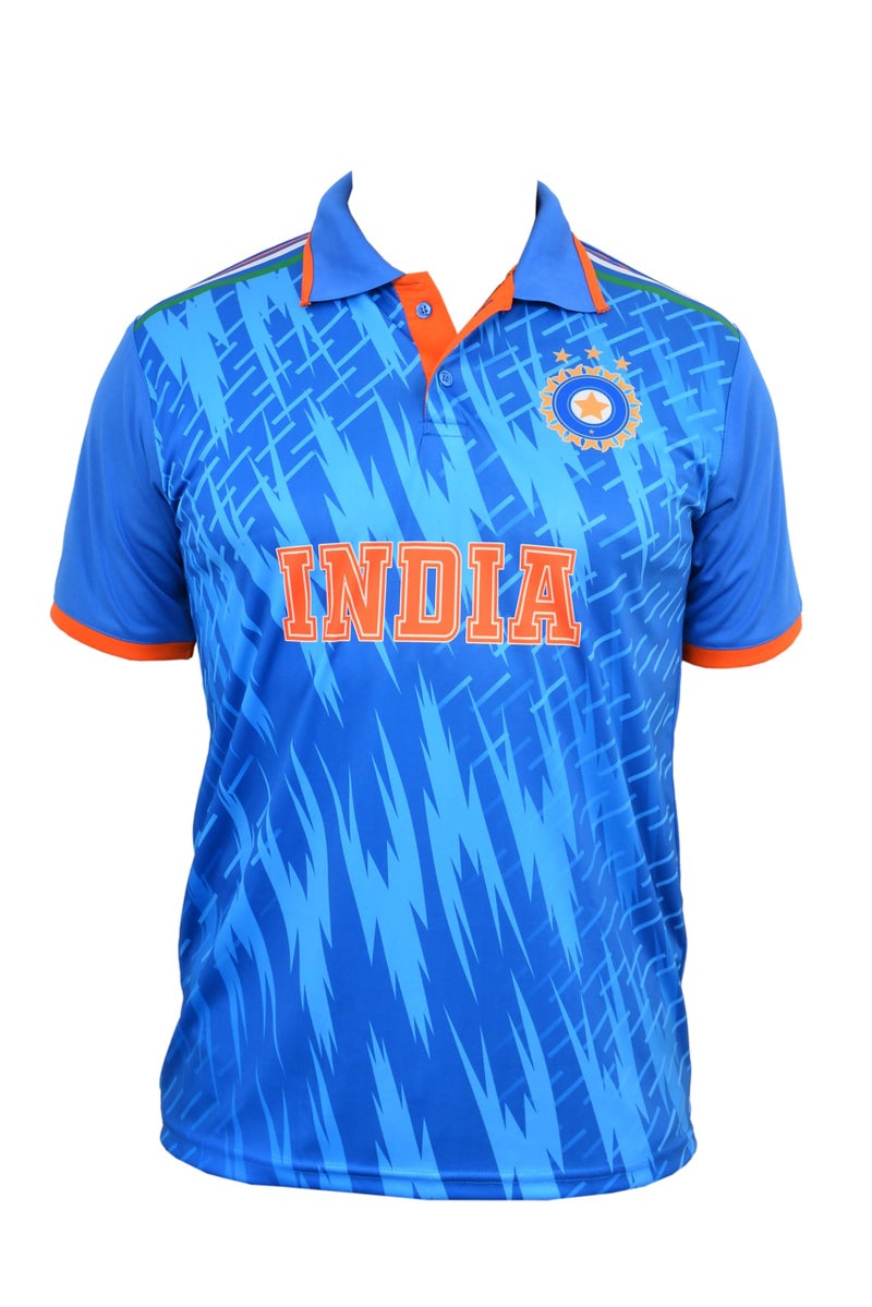 SLYK India Cricket Team Supporter Jersey, Sports Polo T-Shirt for Kids to Adult - Unisex (L, Blue) - Image 4
