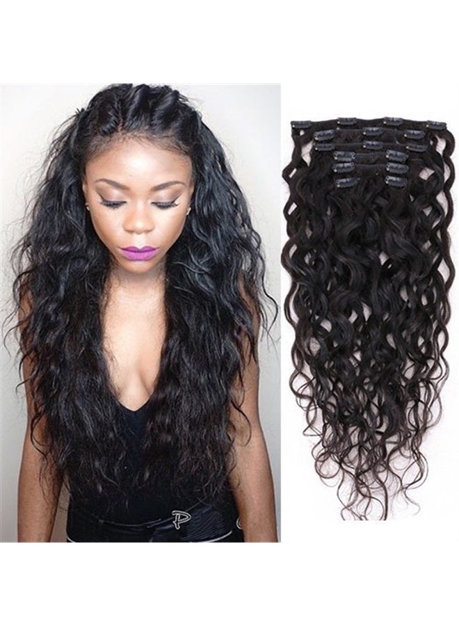 EIAKE Natural Curly Clip in Human Hair Extensions for Black Women Natural Wave Real Human Remy Hair Clip in Extension for African American Natural Hair Extensions Clip ins 7Pcs/Set 120Gram (20inch) - Image 1