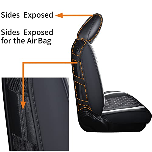 Aierxuan Wrangler JK JL Front Seat Covers Custom Fit 2/4 Door 2007-2025 Unlimited Rubicon 392 Sahara Willys Sport High Altitude Truck Pickup Waterproof Leather Cushions, Black-White - Image 3
