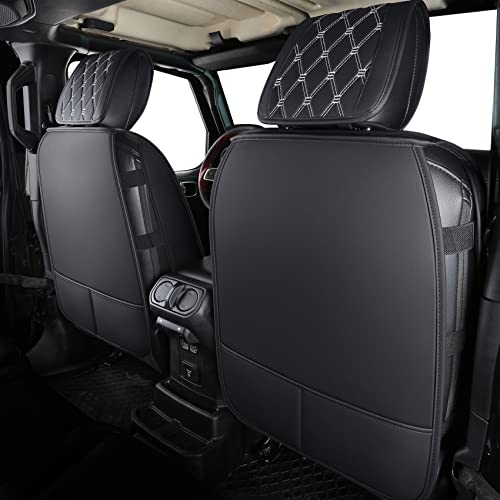 Aierxuan Wrangler JK JL Front Seat Covers Custom Fit 2/4 Door 2007-2025 Unlimited Rubicon 392 Sahara Willys Sport High Altitude Truck Pickup Waterproof Leather Cushions, Black-White - Image 4