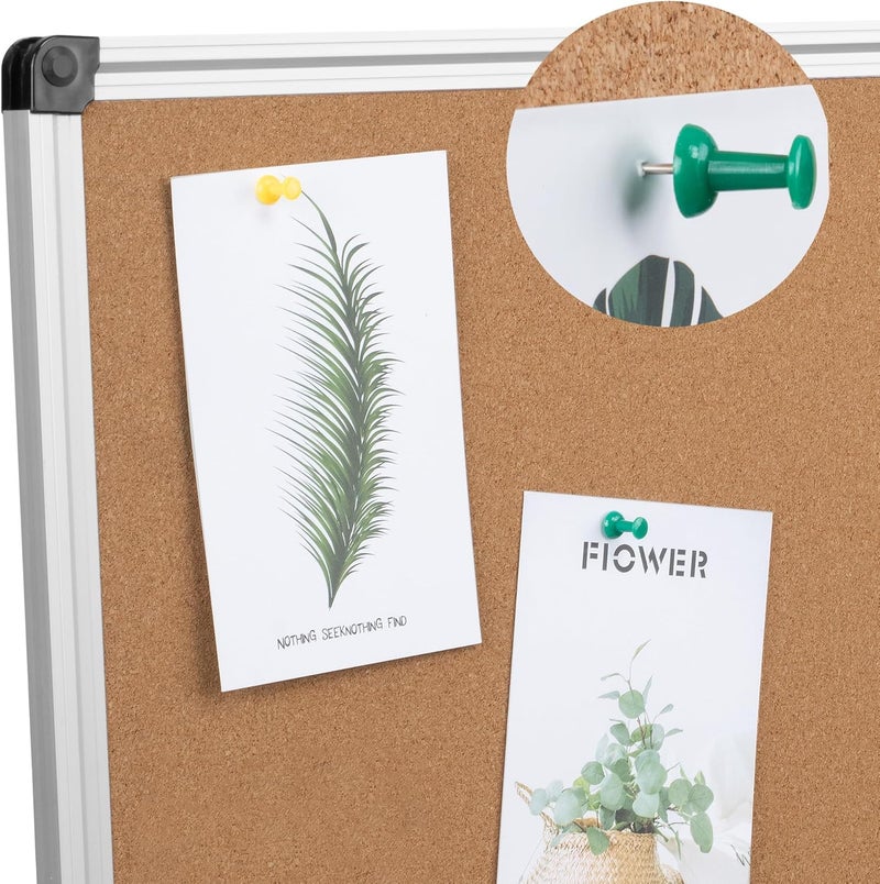 Board2by Extra Large Cork Bulletin Board 60" X 36", Foldable Notice Pin Board for Wall, Silver Aluminum Framed 5'x3' Corkboard, Wall Mounted Noticeboard with 36 Push Pins for School, Home & Office - Image 5