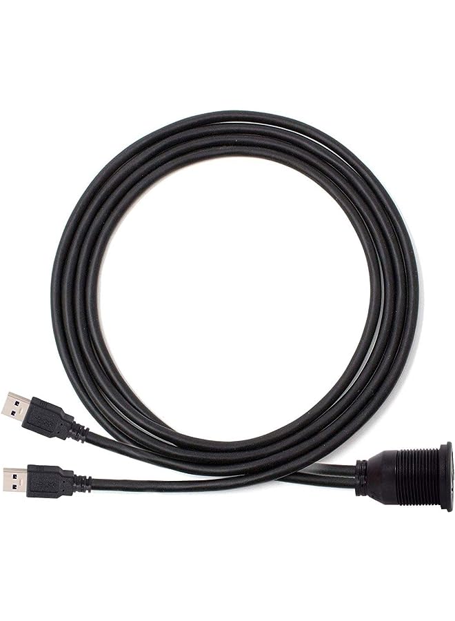 JSER Waterproof Dual USB 3.0 Extension AUX Flush Mount Car Mount Extension Cable for Dashboard Panel - Image 1