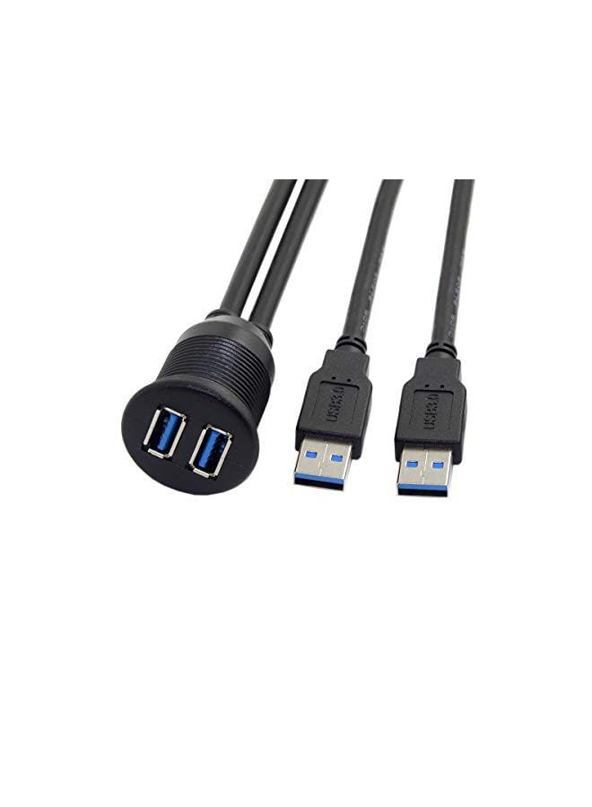 JSER Waterproof Dual USB 3.0 Extension AUX Flush Mount Car Mount Extension Cable for Dashboard Panel - Image 5