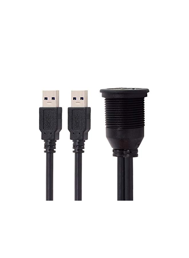 JSER Waterproof Dual USB 3.0 Extension AUX Flush Mount Car Mount Extension Cable for Dashboard Panel - Image 3