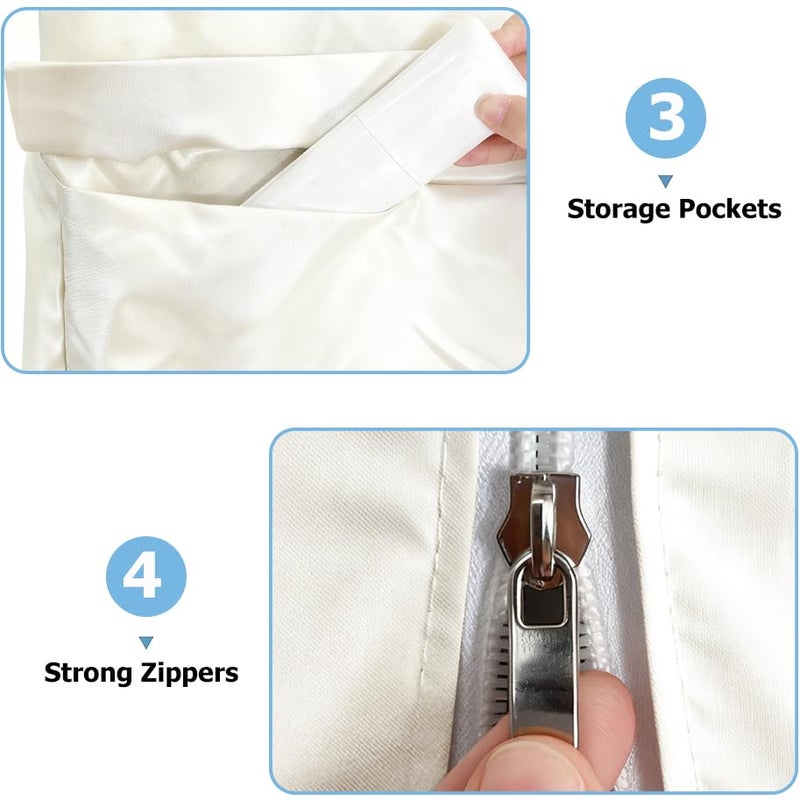 Rileytee Garment Rack Cover,600D Heavy Duty Waterproof Clothing Rack Cover,Clothes Rack Cover with Zipper for Metal Garment Rack(White,46"W x 18"D x 80"H,Cover Onlyï¼‰ - Image 4