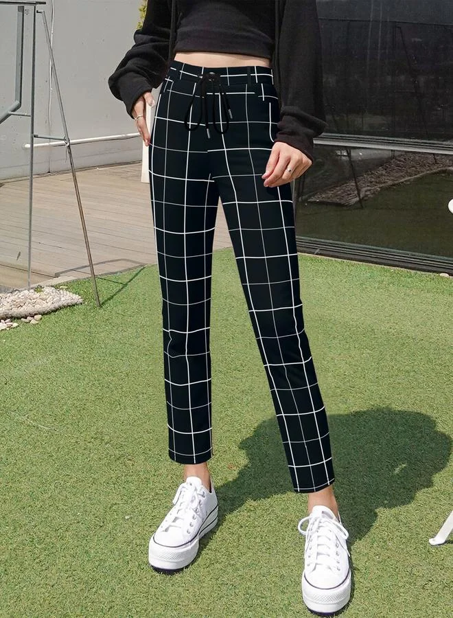Take Two Black Grid Check Pants