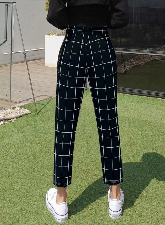 Take Two Black Grid Check Pants