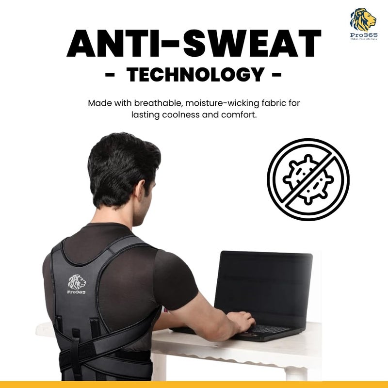 PRO365 Neoprene Posture Corrector| S-XXL Universal Size| Spine Tubes| Premium Body Hugging Fabric| Unisex| Back Support Belt| 1 Year Warranty - Image 5