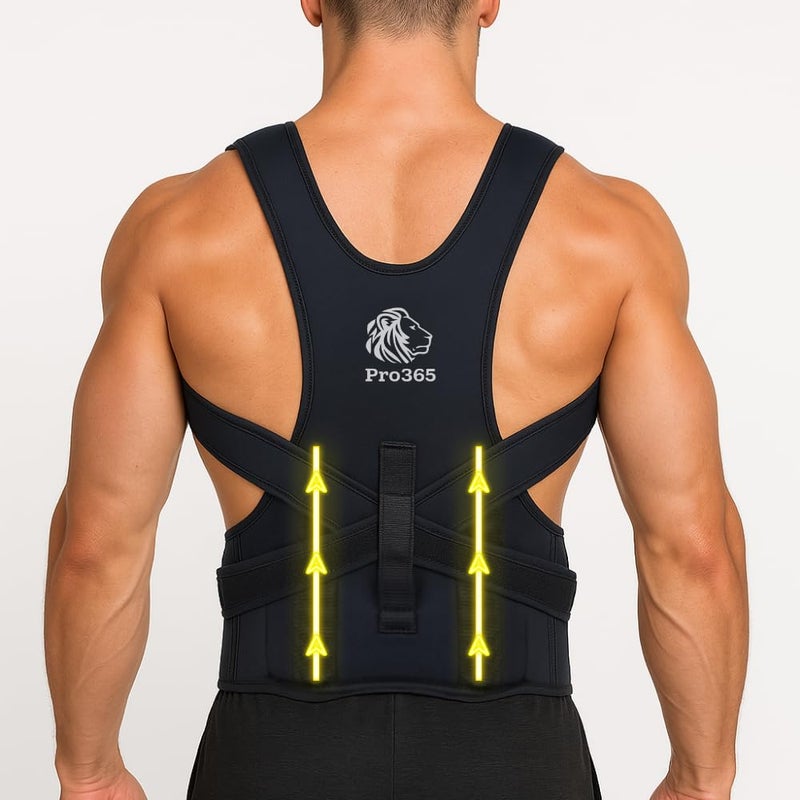PRO365 Neoprene Posture Corrector| S-XXL Universal Size| Spine Tubes| Premium Body Hugging Fabric| Unisex| Back Support Belt| 1 Year Warranty - Image 1
