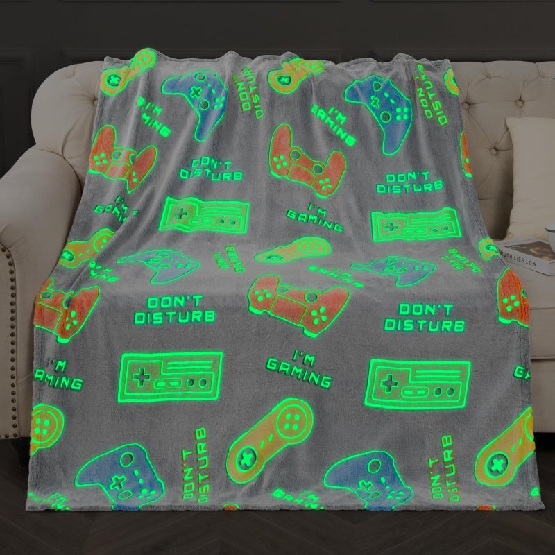 Gaming Blanket Gifts Toys for Boys Glow in The Dark Game Controller Gamer Throw for Kids Age 114 Year Old Teens Child Toddler Son Birthday Christmas Valentines Easter Party Favors Presents 50x60