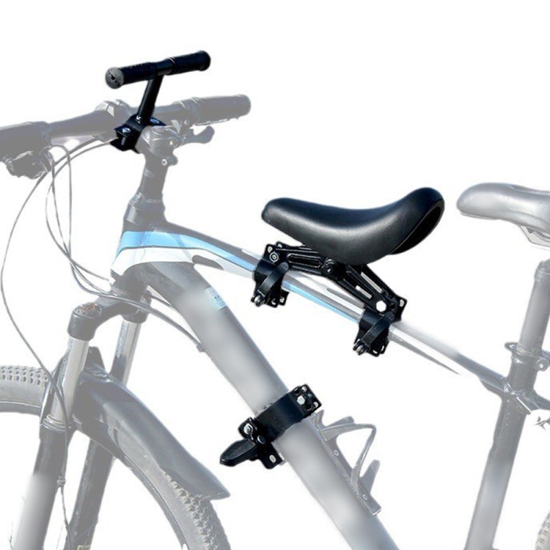 Front Mounted Bike Seat: Black Adjustable Angle - Folding Foot Pedals Kids Bicycle Seat for Outdoor Family Riding - Image 1