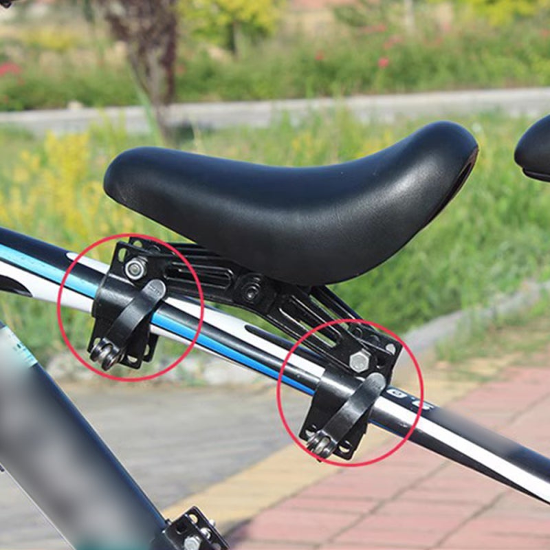 Front Mounted Bike Seat: Black Adjustable Angle - Folding Foot Pedals Kids Bicycle Seat for Outdoor Family Riding - Image 2