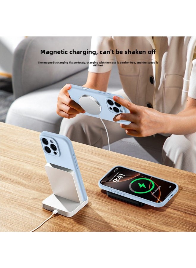 Suitable For IPhone16Pro Liquid Silicone Magnetic Suction Mobile Phone Case Smart Sensor Camera Button Mobile Phone Protective Case-Color:Morandi Purple-Applicable Models:iPhone16 Pro Max  - Image 3