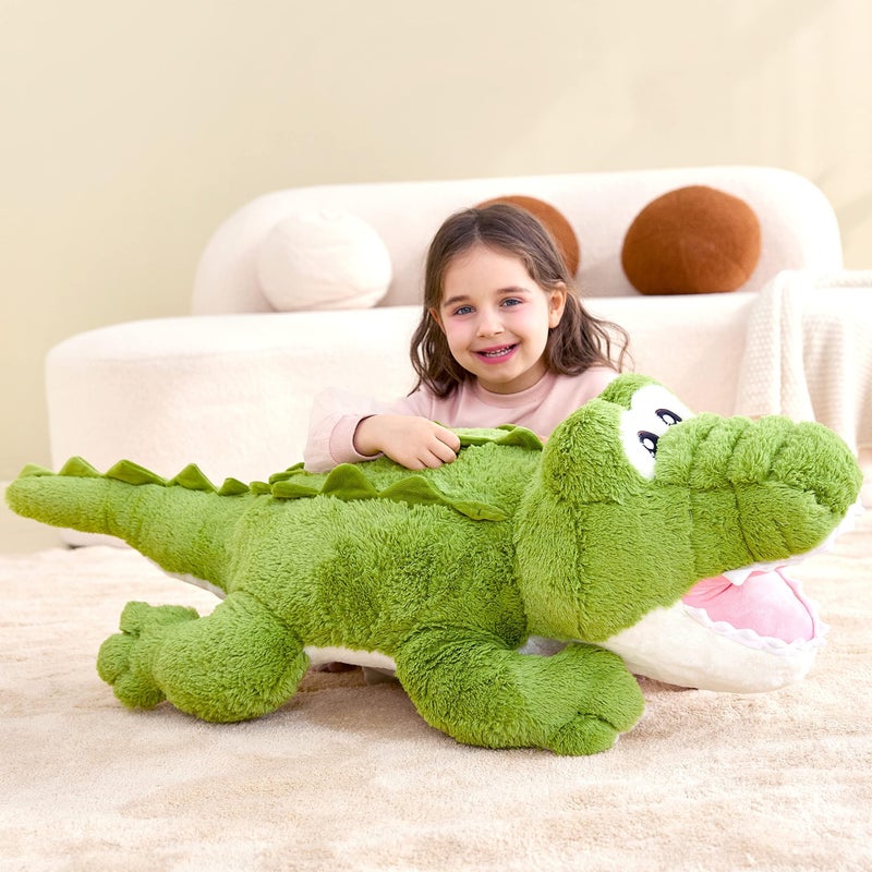 IKASA Giant Crocodile Stuffed Animal Plush Toys,Soft Toy 30" Alligator Large Cute Huge Jumbo Big Size Kawaii Fluffy Fat Plushie,Gifts for Kids - Image 2