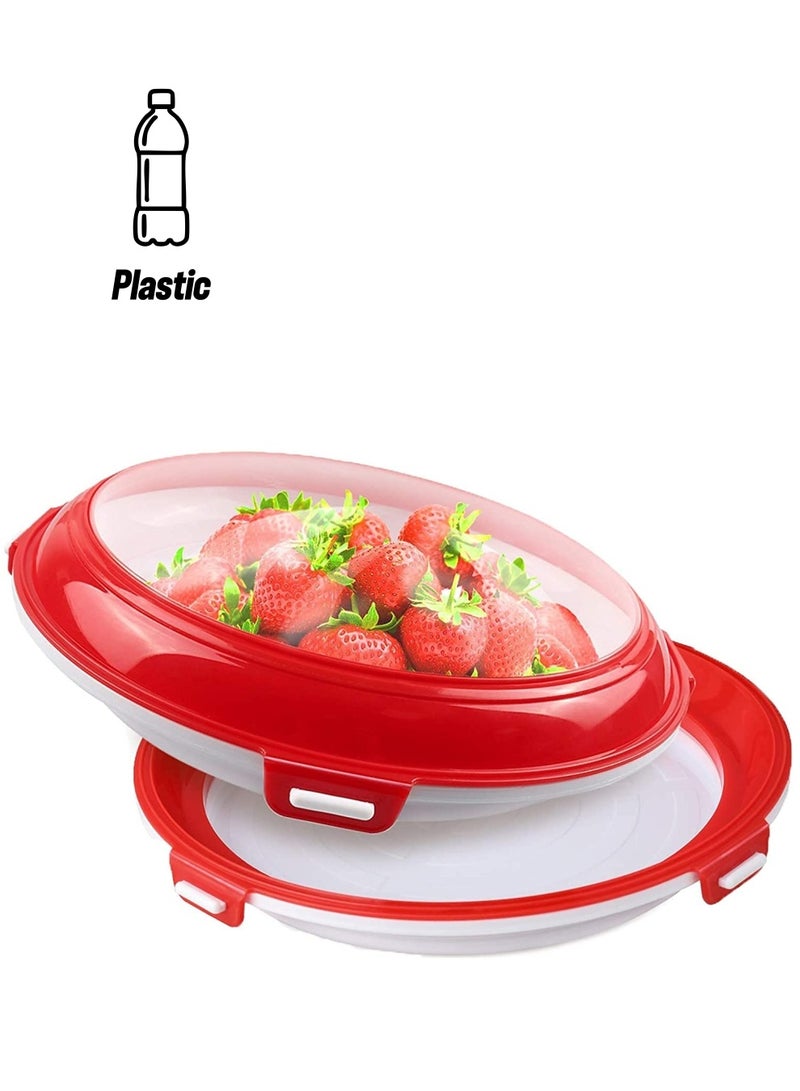 Excefore صواني حفظ الطعام صواني طعام قابلة لإعادة الاستخدام صواني بلاستيكية خالية من BPA حاوية تخزين الطعام للثلاجة والفريزر 2 قطع - Image 1