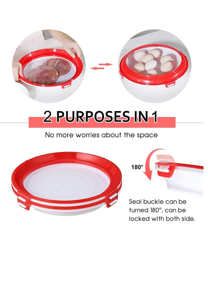 Excefore صواني حفظ الطعام صواني طعام قابلة لإعادة الاستخدام صواني بلاستيكية خالية من BPA حاوية تخزين الطعام للثلاجة والفريزر 2 قطع - Image 4