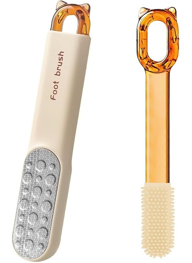 مبرد قدم مزدوج الجوانب من الفولاذ المقاوم للصدأ، مزيل مسامير القدم ومقشر للقدم، أداة باديكير احترافية للأقدام الجافة والرطبة، مزيل سريع للجلد الصلب والجلد الميت مع قبضة غير قابلة للانزلاق، برتقالي - Image 1