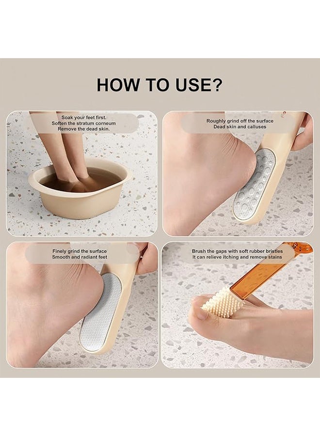 مبرد قدم مزدوج الجوانب من الفولاذ المقاوم للصدأ، مزيل مسامير القدم ومقشر للقدم، أداة باديكير احترافية للأقدام الجافة والرطبة، مزيل سريع للجلد الصلب والجلد الميت مع قبضة غير قابلة للانزلاق، برتقالي - Image 5