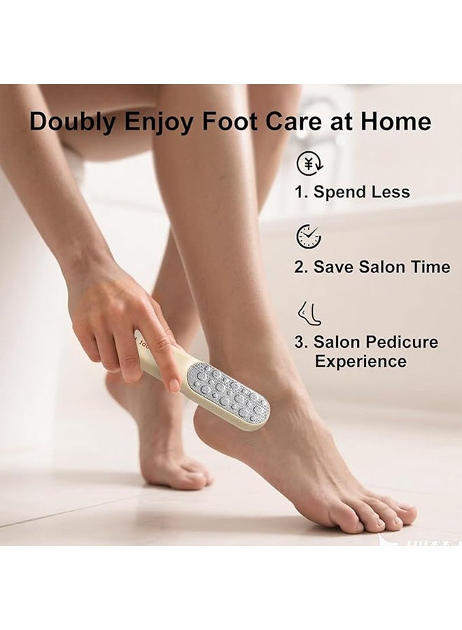 مبرد قدم مزدوج الجوانب من الفولاذ المقاوم للصدأ، مزيل مسامير القدم ومقشر للقدم، أداة باديكير احترافية للأقدام الجافة والرطبة، مزيل سريع للجلد الصلب والجلد الميت مع قبضة غير قابلة للانزلاق، برتقالي - Image 3