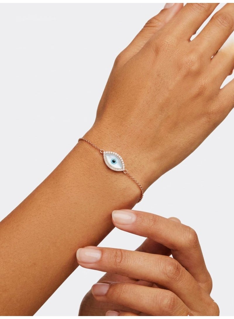 The Intermix Gems 18K Rose Gold Mother of Pearl & Diamond Evil Eye Bracelet - Image 3