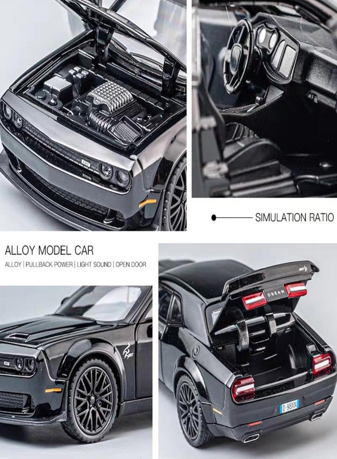 ERBADIHAGO Toy Car Model Compatible for 1/32 Challenger Hellcat Alloy Model Car with Light and Sound Collectible Model Cars Pull Back Toy Vehicles for Boys Children Age 3 + Year Old - Image 4