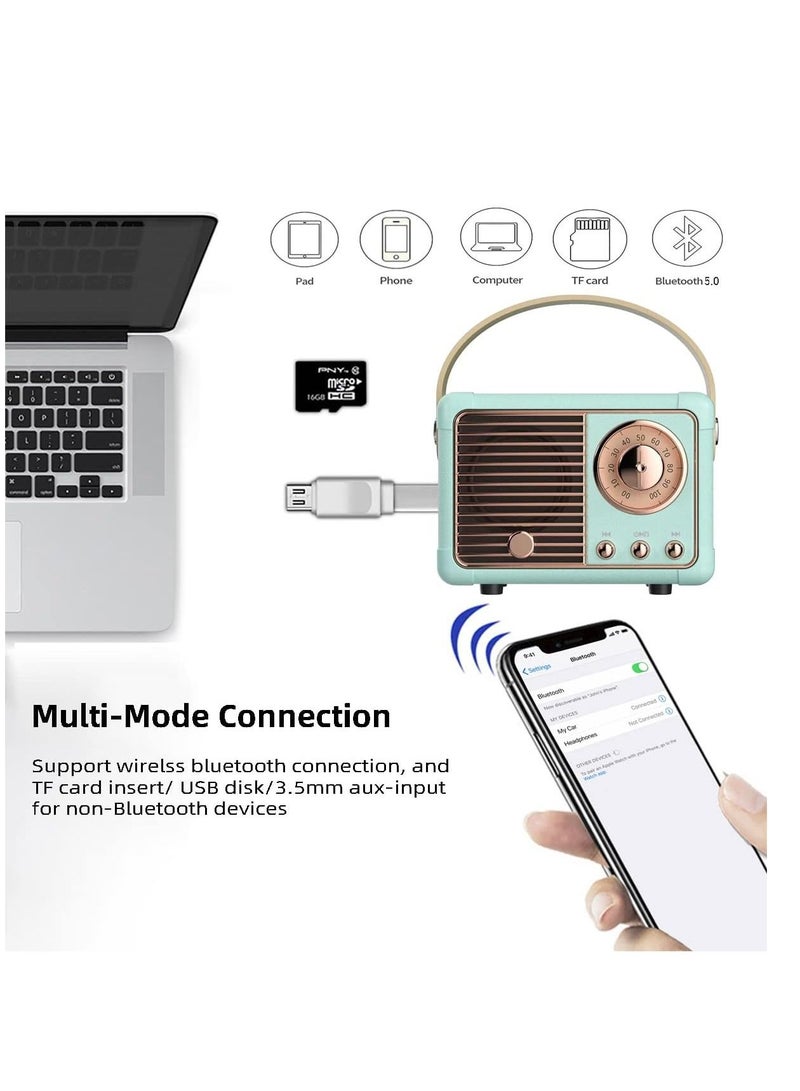 Vintage Retro Bluetooth Speaker Wireless Mini Speaker,Walnut Wooden Speaker with Crystal Clear Stereo Sound Rich Bass, Retro Portable Speaker for iPhone,Android Devices and Tablet - Image 3