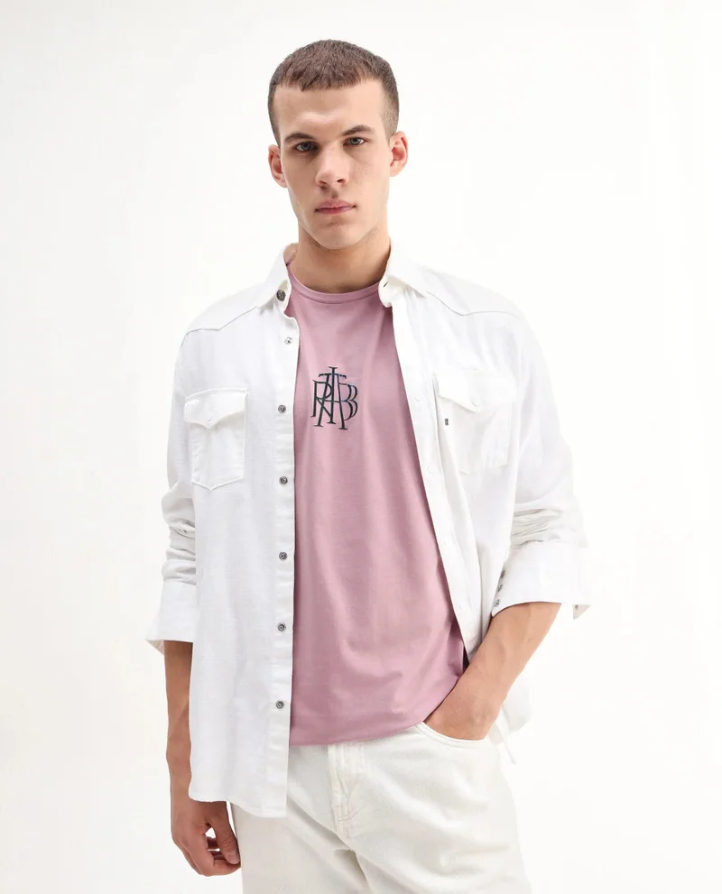 Rare Rabbit Men's Regular Fit Graphic Print T-Shirt