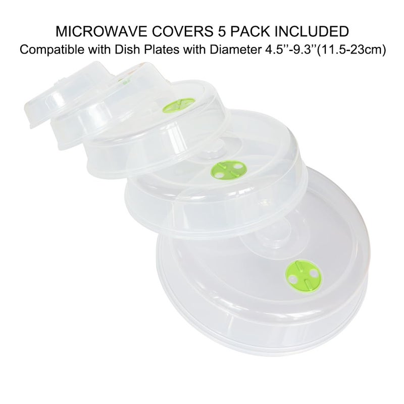 Bealuffe Microwave Covers for Food 5 PCS Microwave Splatter Lid Cover Dish Cover Plate Splatter Shield for Microwave Oven - Image 5