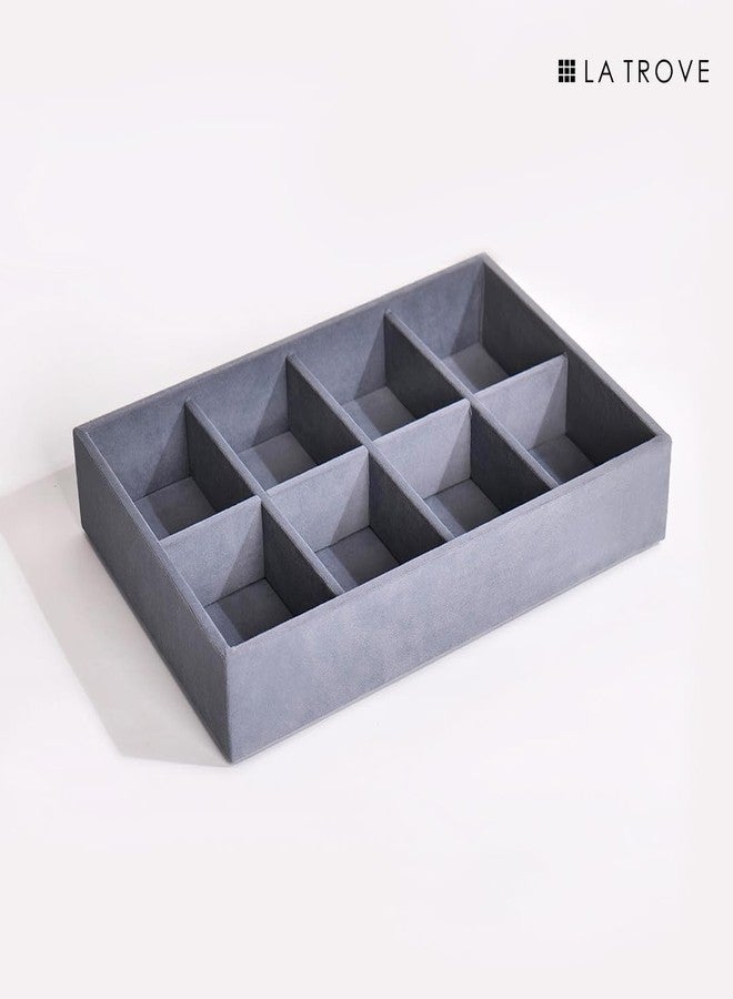 La Trove Tie & Pocket Square Organizer Tray – Drawer Storage Display for Ties, Handkerchiefs & Accessories, Grey - Image 5