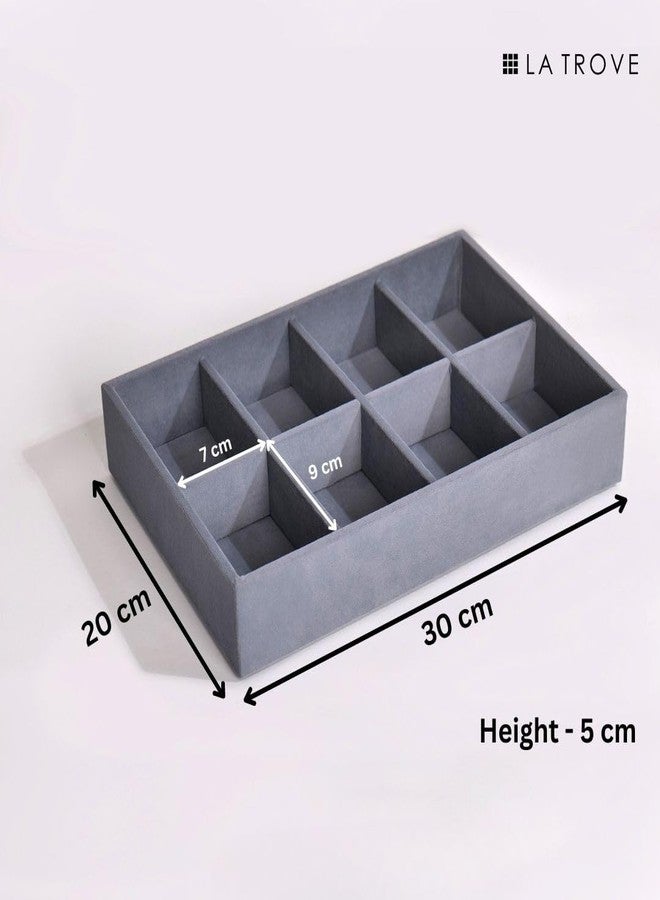 La Trove Tie & Pocket Square Organizer Tray – Drawer Storage Display for Ties, Handkerchiefs & Accessories, Grey - Image 4