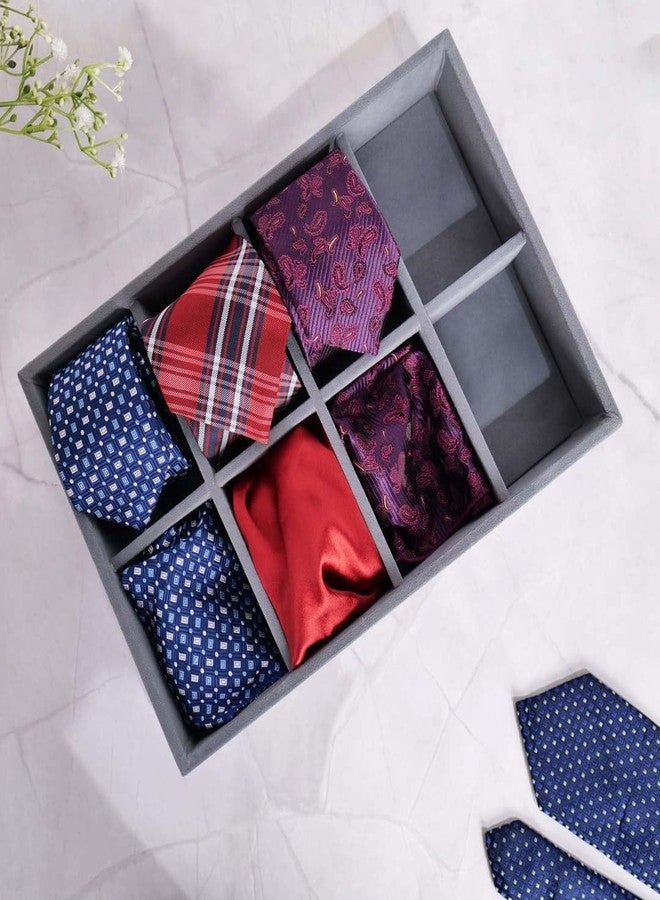 La Trove Tie & Pocket Square Organizer Tray – Drawer Storage Display for Ties, Handkerchiefs & Accessories, Grey - Image 1