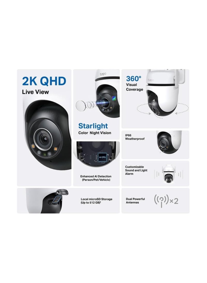 Tapo TP-Link Outdoor Pan/Tilt Security Wi-Fi Camera with Smart Motion Tracking, IP66 Weatherproof, Multiple Installation Options and Voice Activated Wired/Wireless Networking - C520WS - Image 3
