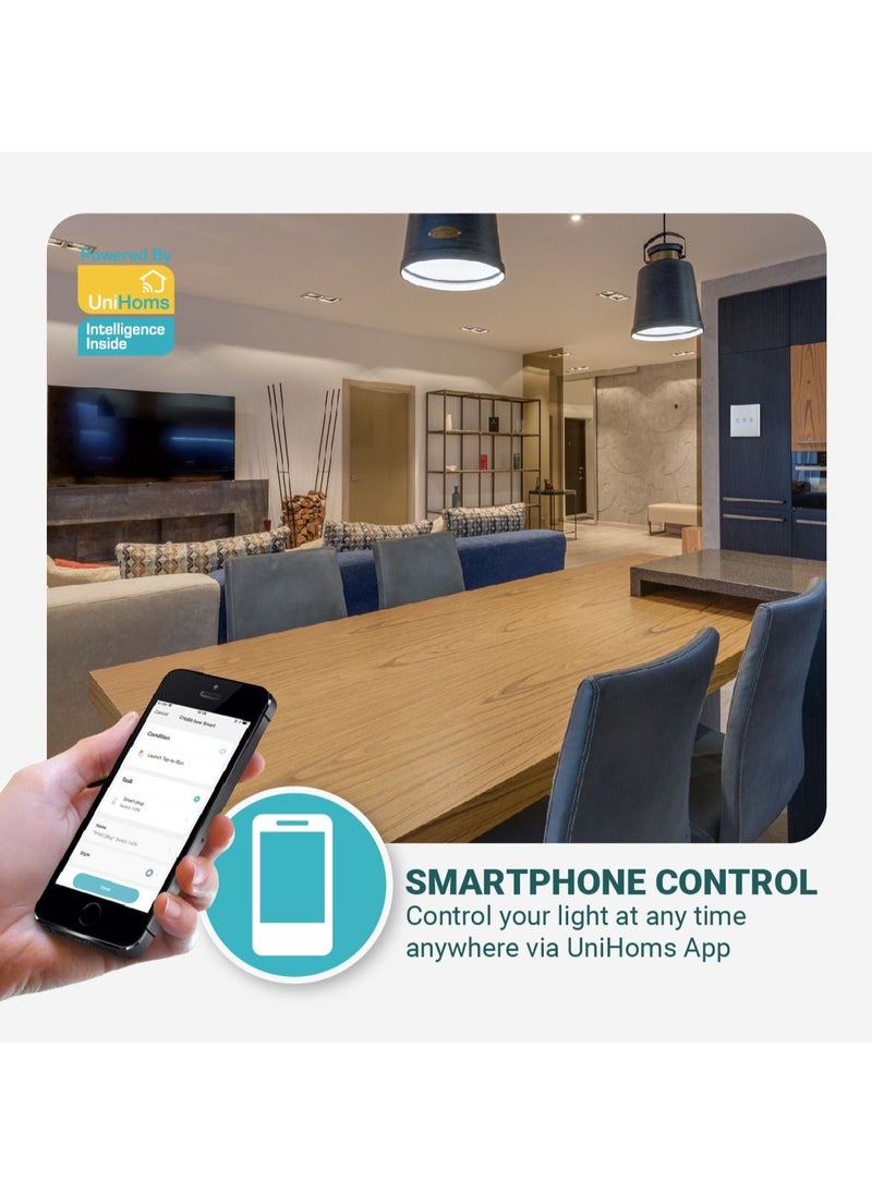 UNIHOMS - 2-Gang WiFi Touch Wall Smart Light Switch No Neutral Wire Needed Works with Alexa, Google Home Assistant and Siri - Image 1