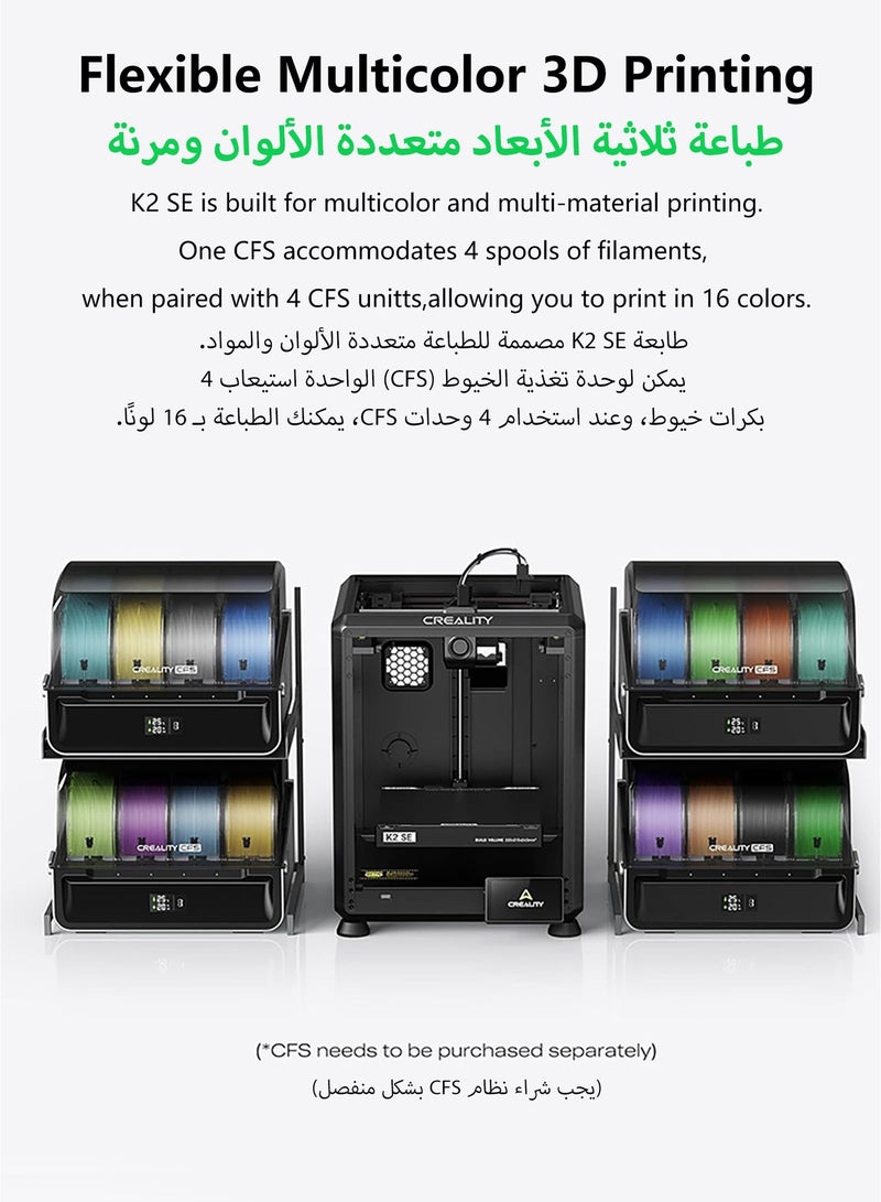 Creality 3D Creality K2 SE 3D Printer, 500mm/s High-Speed Printing, Support Multi Color 3D Printing Needs CFS, Solid Metal Build, Auto Leveling, Direct Drive Extruder, Quick-Swap Nozzle, 220×215×245mm Print Size K2 SE - Image 4