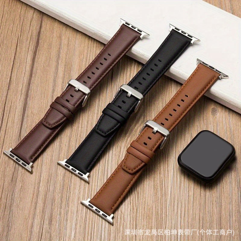 Genuine Leather Watch Band for Apple Watch, Men Women, Fashion - Image 1