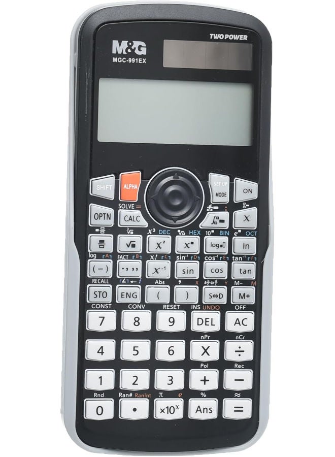 ام اند جي آلة حاسبة علمية، حسابات متقدمة للمدرسة، شاشة كبيرة، تعمل بالطاقة الشمسية والبطارية - Image 1