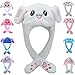umbresen Bunny Hat Ear Moving Jumping Rabbit Hat Funny Cute Plush Animal Cap with Paws for Kids Women Girl Party Christmas Holiday Birthday Dress up Cosplay Costume Gift White - Image 3