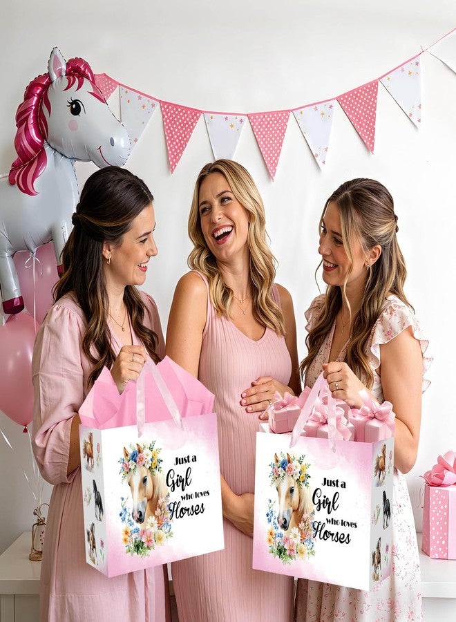 LUUFILx Horse Gift Bag for Girls Just a Girl Who Loves Horses Gift Wrap Bag with Handle Wrapping Paper Card Western Cowgirl Themed Party Favor Bags for Women Baby Shower Birthday Party Decorations Supplies - Image 5